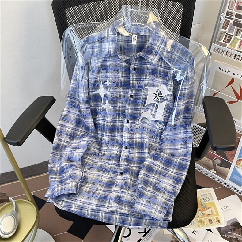 自拍图高品质情侣长袖衬衫男刺绣衬衣时尚中性外穿A227A-C77H-P40,男装衬衫,电商A227A