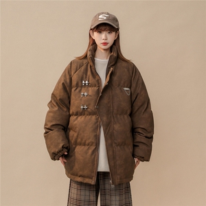1立领PU皮复古做旧面料金属飞机扣大码M-5XL棉衣MY77726P148控198图片