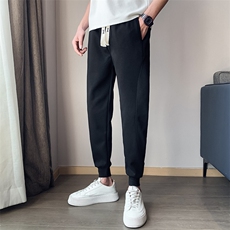 KK125-特P48控68小伙风春夏季新款男生光板休闲裤束脚纯色裤黑首，男装休闲裤，星座215（原电商B249）