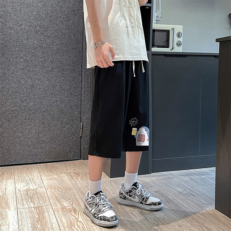 QK72137-P25冰丝七分裤男大码速干短裤男五分裤港风,男装休闲裤,电商A040