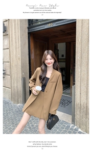 卡其色通勤老钱风西装套装女2025春秋季新款显瘦外套半身裙两件套图片