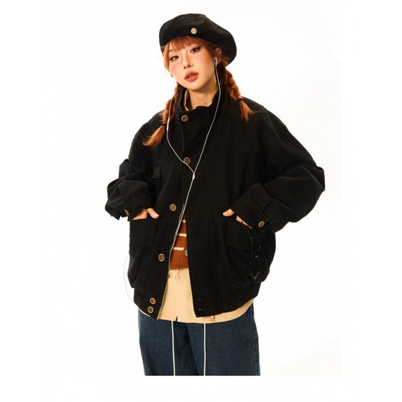 美式复古巴恩风工装夹克男女宽松百搭立领哈灵顿外套SW645P73,男装夹克,星座1112-1