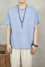 2025春夏新款风棉麻男士短袖T恤T397P70，男装T恤，钱塘802