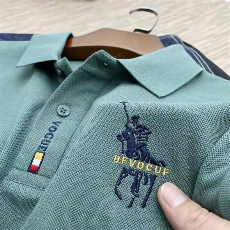 短袖T恤男士2024夏季新款商务休闲时尚刺绣翻领Polo衫百搭纯色图片