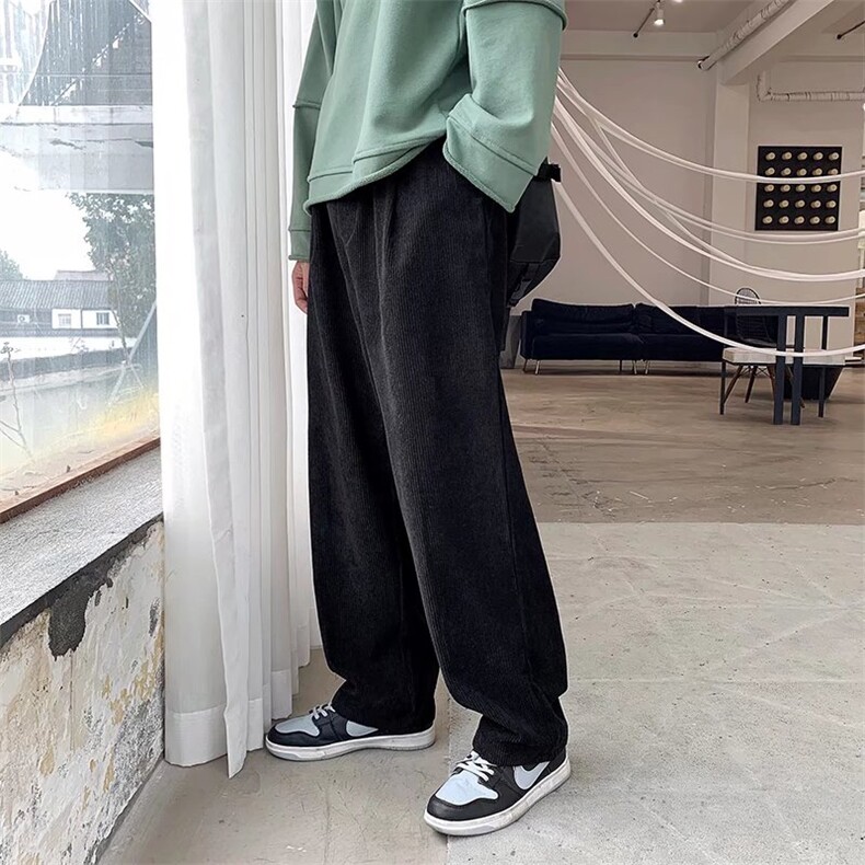 灯芯绒裤子男春秋潮牌宽松直筒休闲裤港风阔腿裤K922-P35加绒43,男装卫衣,星座1008-1