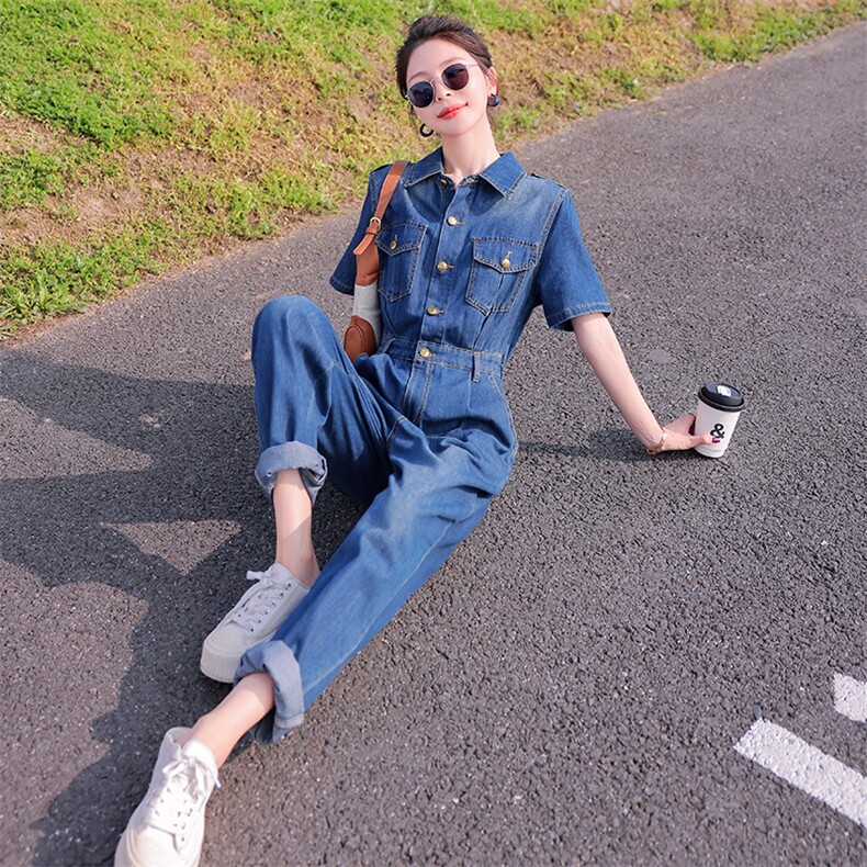 工装牛仔连体裤女欧货2026夏季新款高端气质高腰显瘦小个子连衣裤,女装连体裤,印象茜