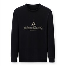 长袖上衣男士中年圆领薄款印花体恤韩版潮流休闲卫衣2023秋季新款，男装卫衣，电商B212（原钱塘6029）