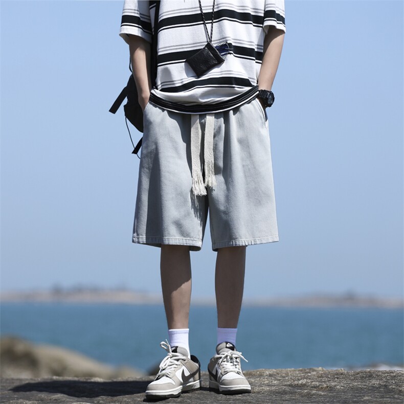 2024潮牌复古牛仔短裤男嘻哈街头宽松百搭中裤DK852-特批-34,男装牛仔裤,星座718-1
