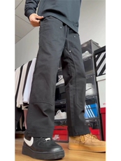 军绿色工装美式伐木裤男高街宽松直筒休闲裤cleanfit裤子GJ301P45，男装休闲裤，电商D256-1(原A064-1)