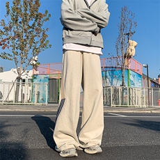 A408-1-24K70071-P65-X89-M-3XL日系直筒休闲撞色条纹卫裤，男装休闲裤，电商A408