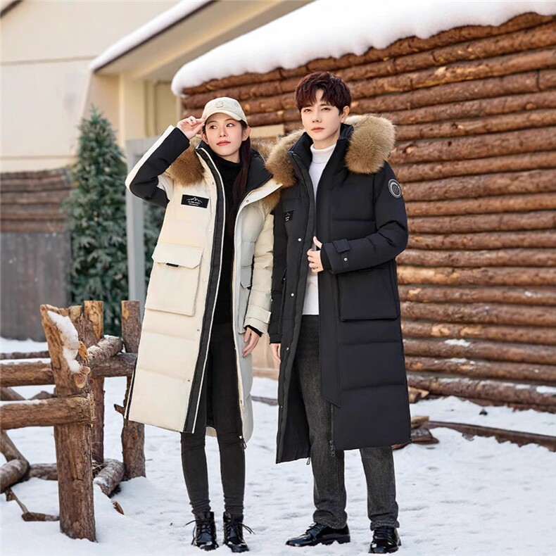 新标情侣装白鹅绒羽绒服中长款超厚东北户外男女款988-P420，男装羽绒服，星座1210A