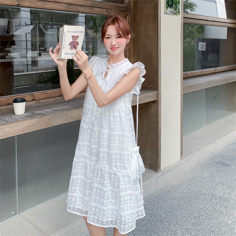现货新款重工艺蕾丝女甜美减龄韩版送包包连衣裙A2602-P165-K258,女装连衣裙,美静678
