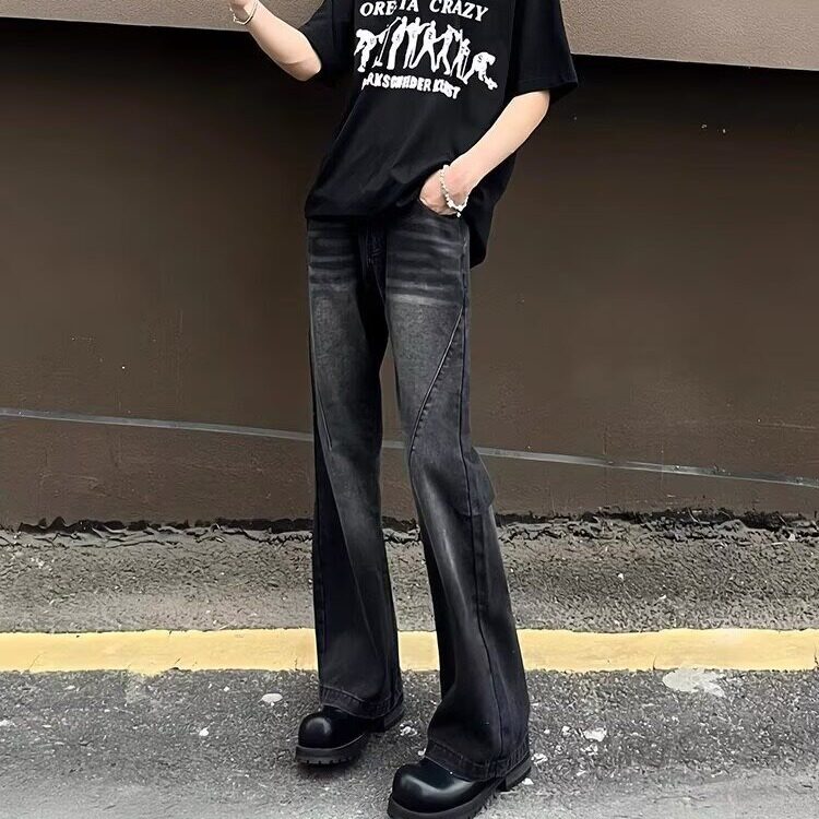 2025新款美式高级感微喇牛仔裤男高街宽松百搭裤子痞帅RK3178-P39,男装牛仔裤,星座412-1