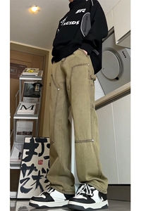 有视频现货伐木工装牛仔裤男宽松直筒GK07-P55-限价68图片