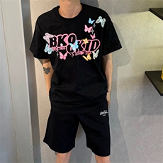 万针全刺绣工艺抖音得物高品质260克重磅纯棉双纱美式高街短袖T恤，男装T恤，电商A486-1