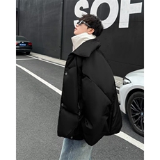 冬季新款美式潮牌双层领假两件棉服外套男士潮流加厚宽松棉，男装棉衣，星座1013