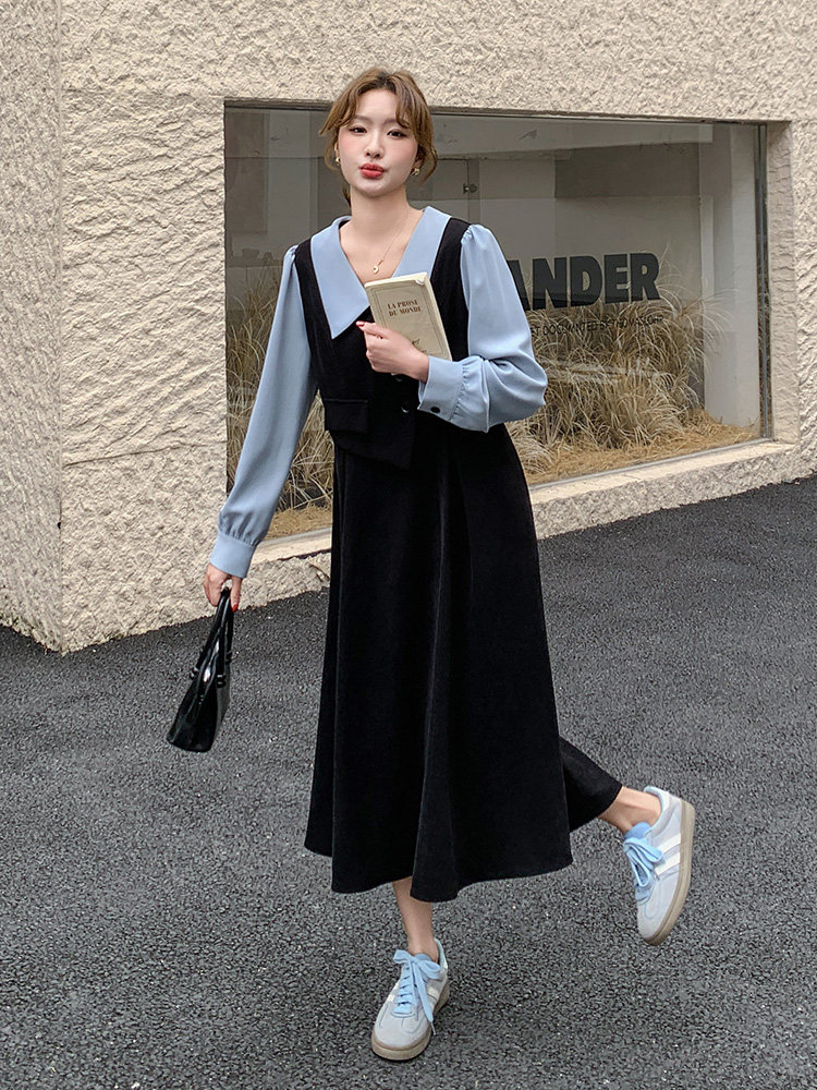 【现货】新款假两件连衣裙082-6632P145K228,女装连衣裙,浙宝192（原082）