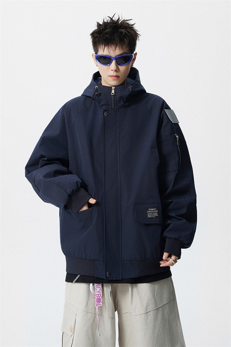 可二开发光贴片连帽工装冲锋衣大码M-5XL夹克男JK78076P85控128,男装夹克,星座227-7