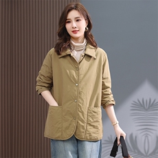 2022冬季新款长袖加棉衬衫棉衣外套，女装棉衣/棉服，小林双子