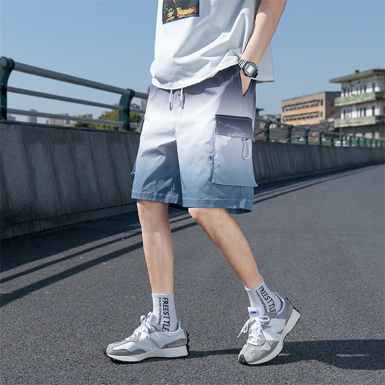 夏季新款潮流韩版宽松侧袋工装裤渐变情侣短裤男A305-KX2064-P25,男装休闲裤,电商B306