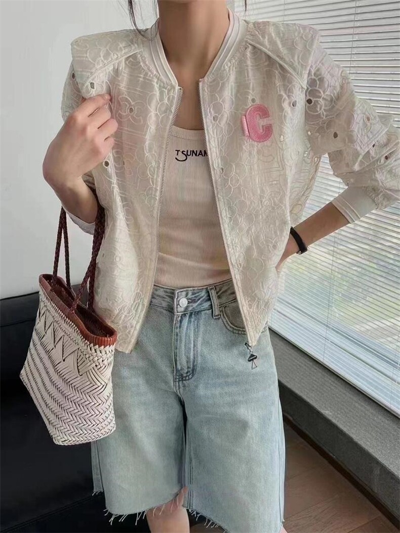 欧洲站气质新款G字母镂空花设计防晒衫,女装其它,L·H·X