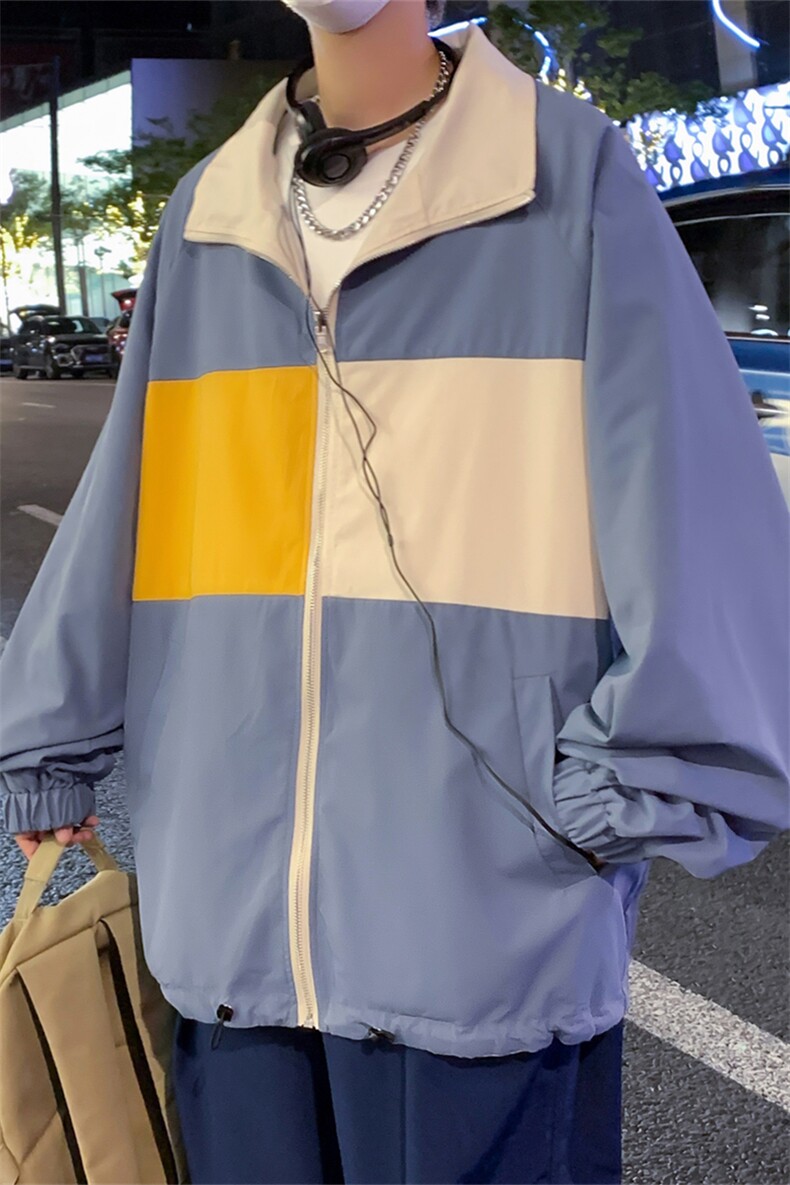 JK6090/P75秋装新款男撞色两面穿夹克男两面服宽松大码学生外套,男装夹克,电商A141