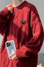 8XL-M圆领毛衣男秋冬慵懒风宽松情侣装麻花针织羊毛衫MY19004P68，男装针织衫/毛衣，电商B312