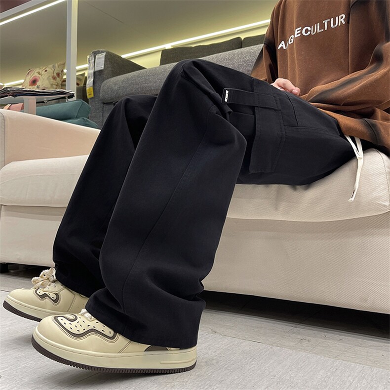春季美式高街垂感直筒裤工装裤男新款潮牌宽松休闲长裤，男装休闲裤，星座512-5