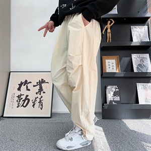 CK09/P68控98秋季中性风宽松速干松弛舒适百搭阔腿裤子杏首图片