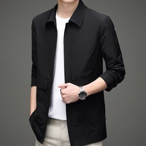 新款外套中年男春秋季2022商务休闲时尚男士夹克薄款男装上衣图片