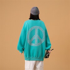 秋季新款潮牌反战标志印花中性风卫衣男女情侣外套WY601P43控58，女装短外套，星座517A-1