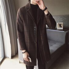 90632021男士风衣韩版中长款毛呢大衣男休闲潮流外套，男装风衣，星座404A
