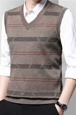 2023春秋季新款男士马甲背心针织衫V领纯色休闲中老年爸爸装，男装背心/马甲，电商B212（原钱塘6029）