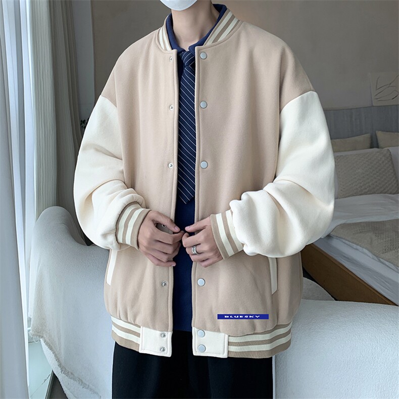 摇粒绒棒球服男大码开衫卫衣男夹克BF86202-P65,男装夹克,电商A040