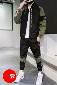 春季新款运动套装男休闲裤外套连帽夹克两件套CYTZ17图片