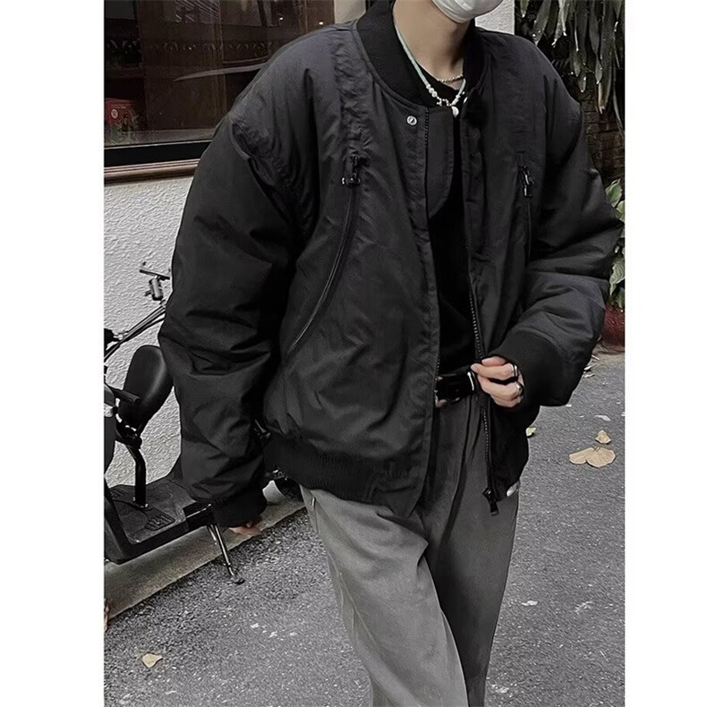 网图有货美式解构风休闲拉链棒球服棉衣男A113-常规P75棉衣P95,男装夹克,星座1505