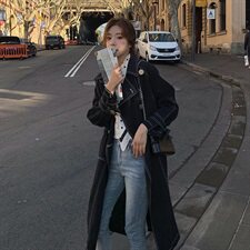 高点击新款中长款风衣，女装风衣，拾菱