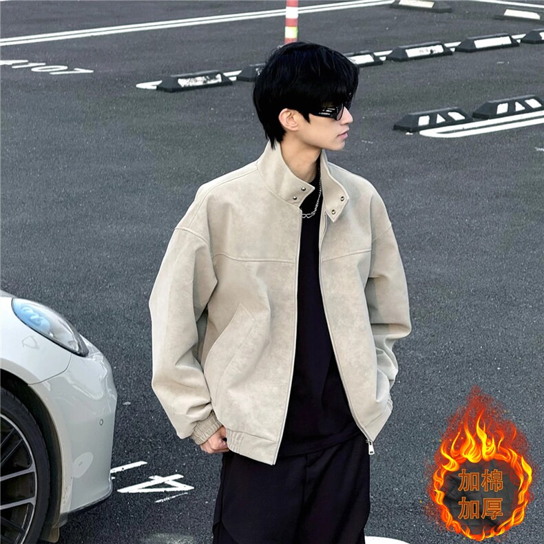 网图扎染pu立领皮加棉夹克情侣棉服外套男H2506-1加棉特P73,男装夹克,电商A341