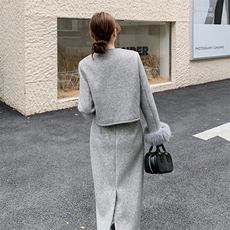 有货【新品】时尚减龄小香风羽绒服袖口真毛663#-P295-K398，女装套装/套裙，2C317