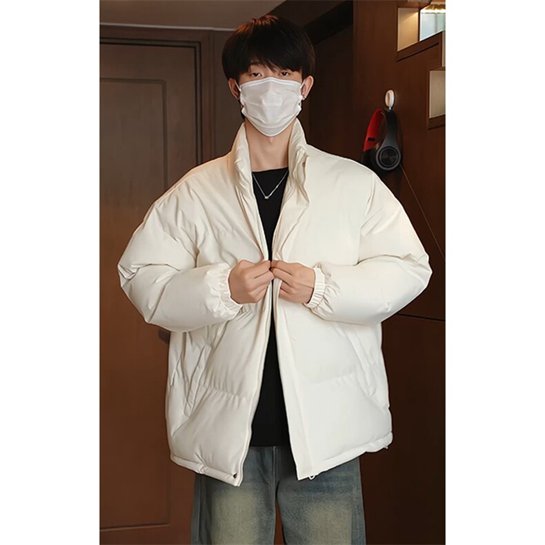 宽松加厚港风立领棉衣外套男士青少年保暖抽绳棉袄M2911特P45控68,男装棉衣,电商A001