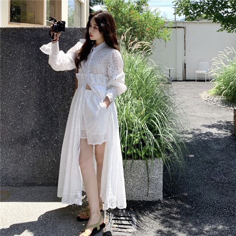 【新款】刺绣重工蕾丝长裙+短裤两件套2C327-8815-P175-K258,女装连衣裙,2C327