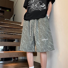 短裤男夏季新款港风宽松扎染灯芯绒五分裤DK3021-P28，男装牛仔裤，星座214-3