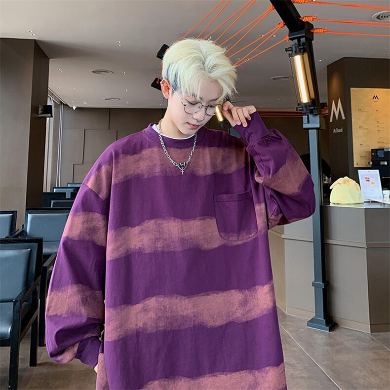 美式复古条纹印染设计感情侣百搭卫衣男女XZ225-3-WY07-P45控75,男装T恤,星座225-3