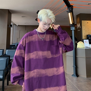 美式复古条纹印染设计感情侣百搭卫衣男女XZ225-3-WY07-P45控75图片