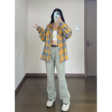 复古显高显瘦高街微辣牛仔裤复古设计宽松微喇牛仔裤6774P-45，男装牛仔裤，电商A128