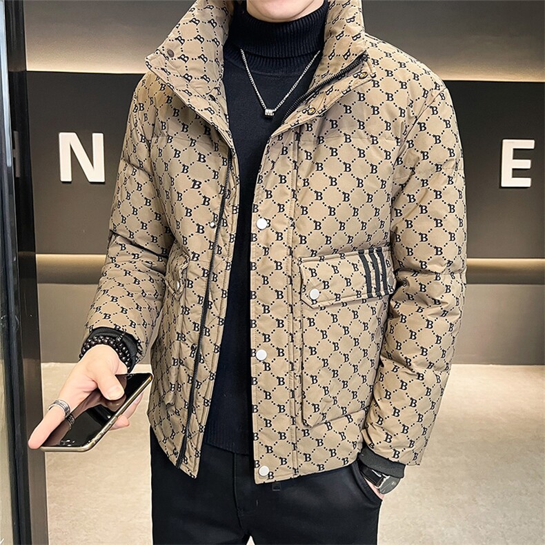 抖音B字母印花白鸭绒男羽绒服潮牌ins风男外套B317/2028/P175,男装羽绒服,电商B317