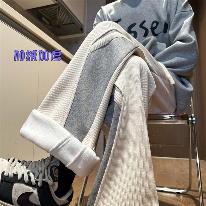 XZ616秋冬重磅加绒加厚破缝撞色拼接休闲长裤TY1150JRP55控78,男装休闲裤,星座512A（原616）