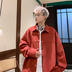 2025港风麂皮绒宽松时尚长袖衬衫S70P48控68，男装衬衫，电商A247