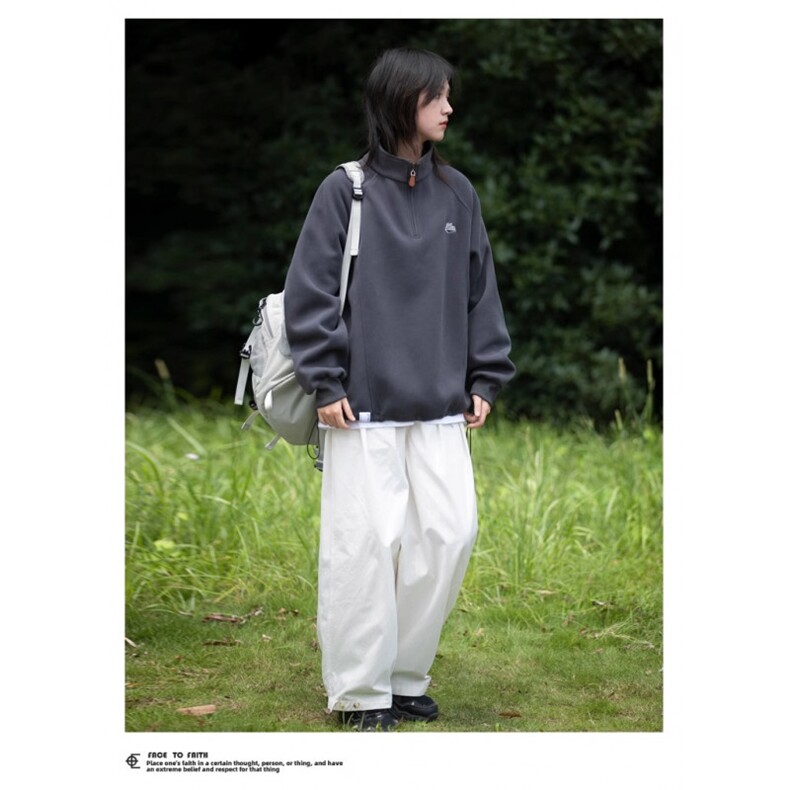 春秋季简约刺绣立领半拉链polo卫衣男潮牌宽松休闲百搭运动上衣,男装卫衣,星座1210-1