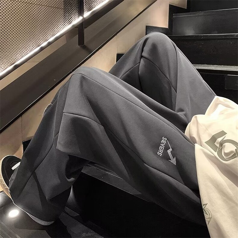 潮牌裤脚拉链卫裤男宽松直筒垂感休闲运动阔腿裤K3021-P38,男装休闲裤,星座1001-1